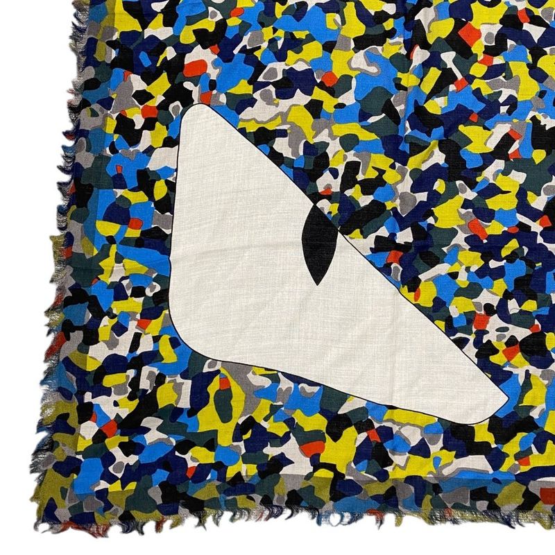 Fendi Bugs Monster Scarf Shawl Large Accessory Silk Logo All Over Pattern