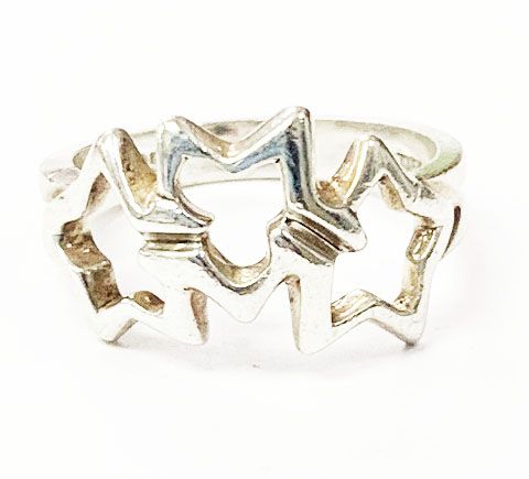 Tiffany & Co Tiffany & CO Triple Star Ring No 7.5 Silver Pinky Ring []aa▲ 251212