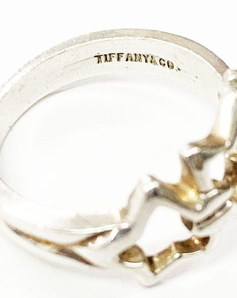 Tiffany & Co Tiffany & CO Triple Star Ring No 7.5 Silver Pinky Ring []aa▲ 251212