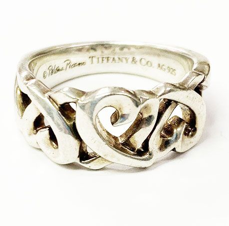 Tiffany & Co Tiffany & CO Triple Loving Heart Ring No 12 Silver Ring Pinky