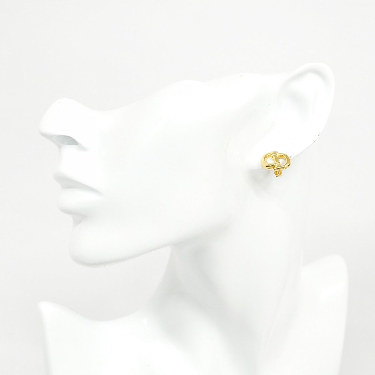 Christian Dior Earring Cd Logo Gp Plated Gold Ladies