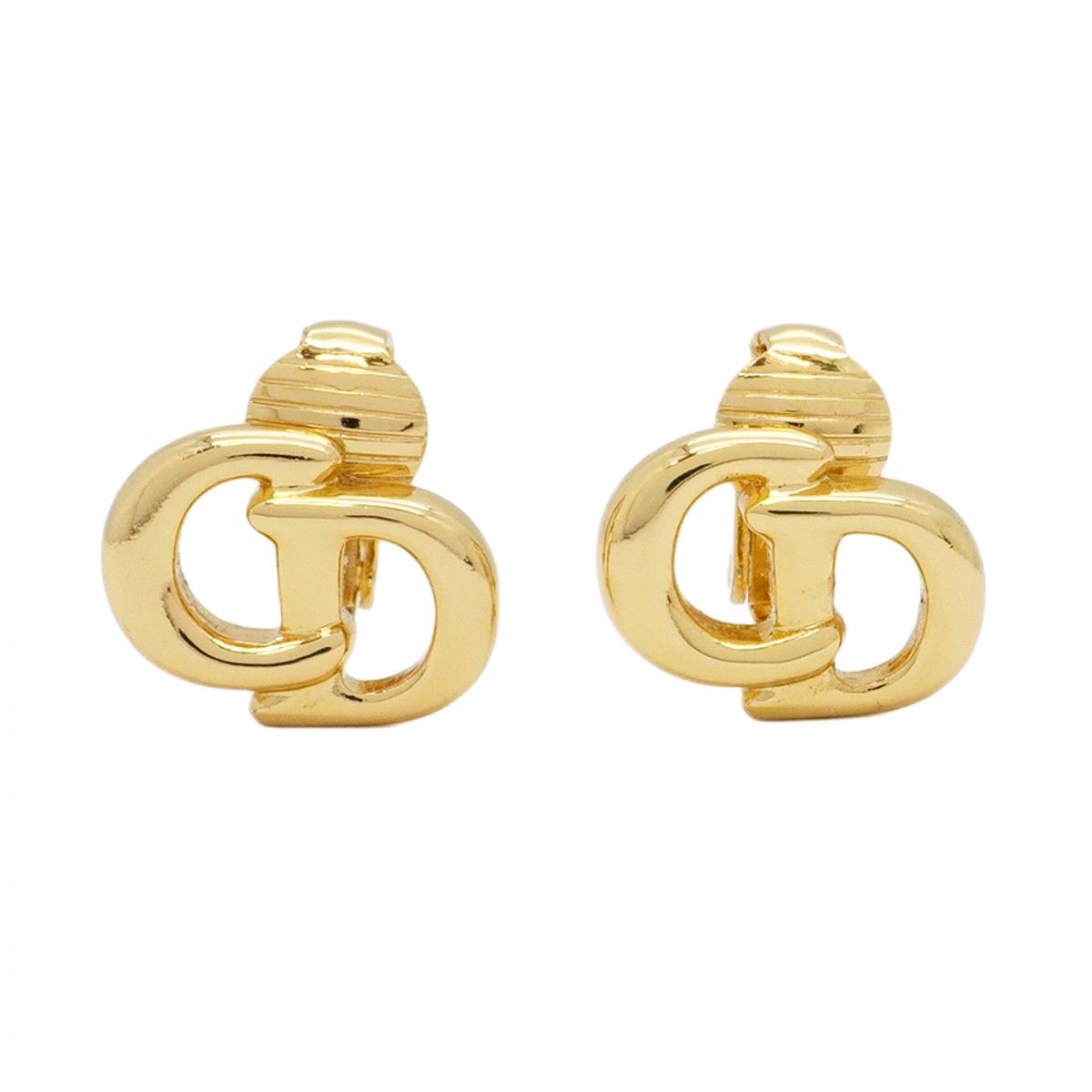 Christian Dior Earring Cd Logo Gp Plated Gold Ladies