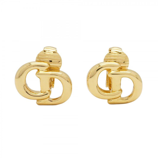 Christian Dior Earring Cd Logo Gp Plated Gold Ladies