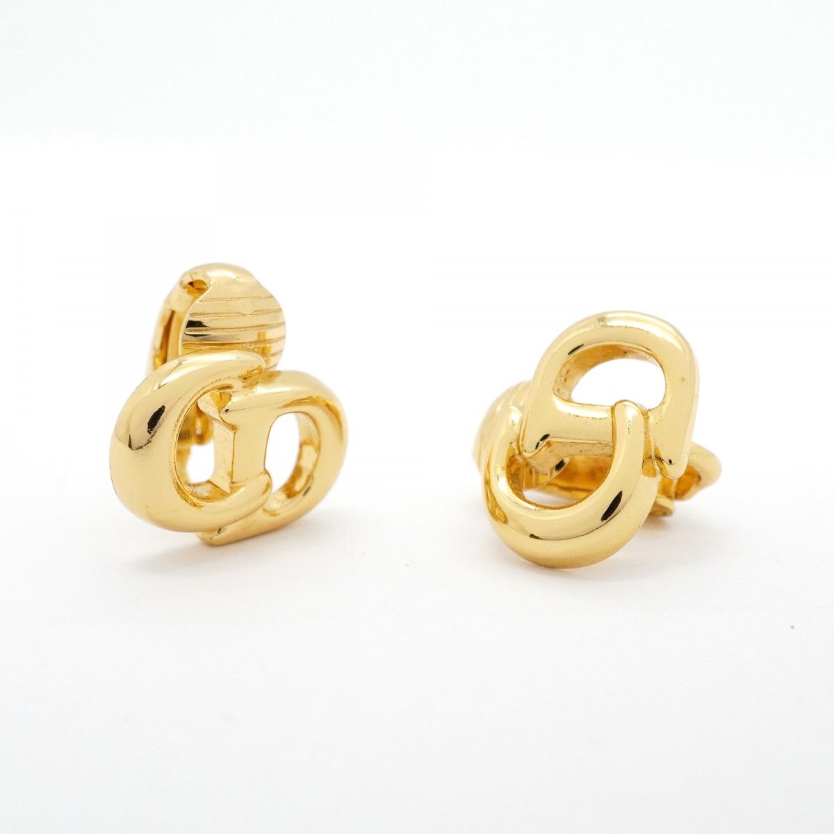 Christian Dior Earring Cd Logo Gp Plated Gold Ladies