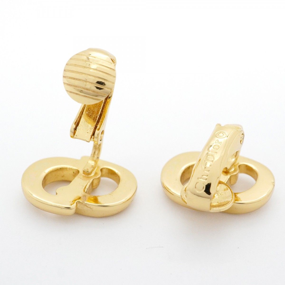 Christian Dior Earring Cd Logo Gp Plated Gold Ladies