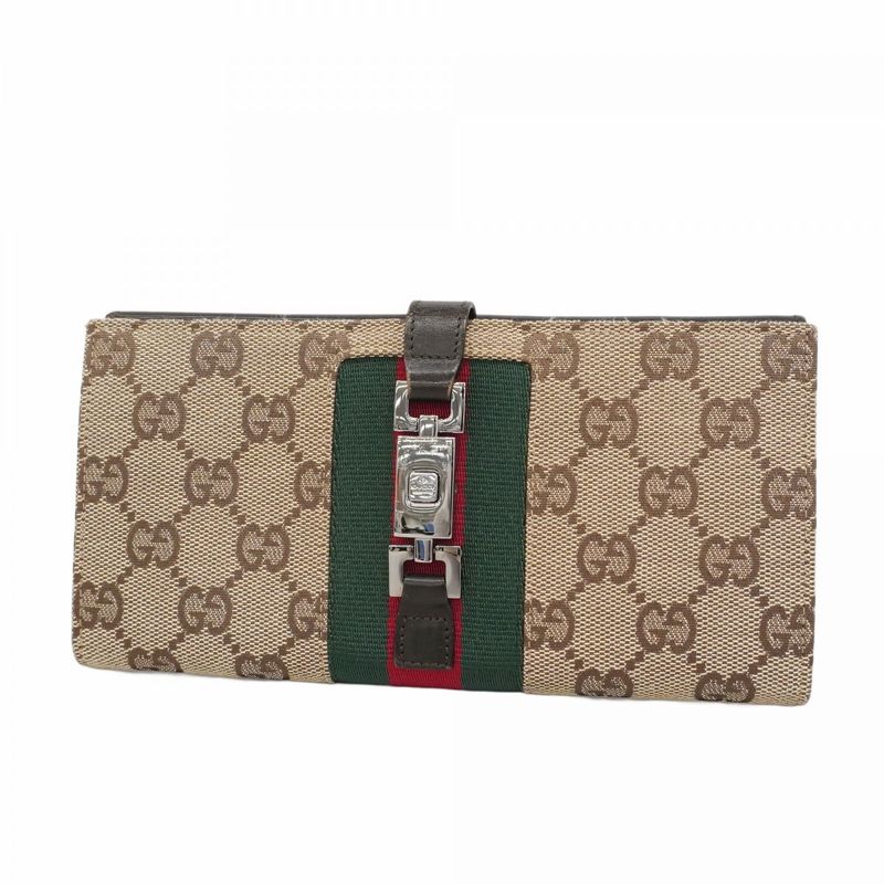 Gucci Long Wallet GG Canvas Sherry Line Jackie 05479 Canvas Brown Silver