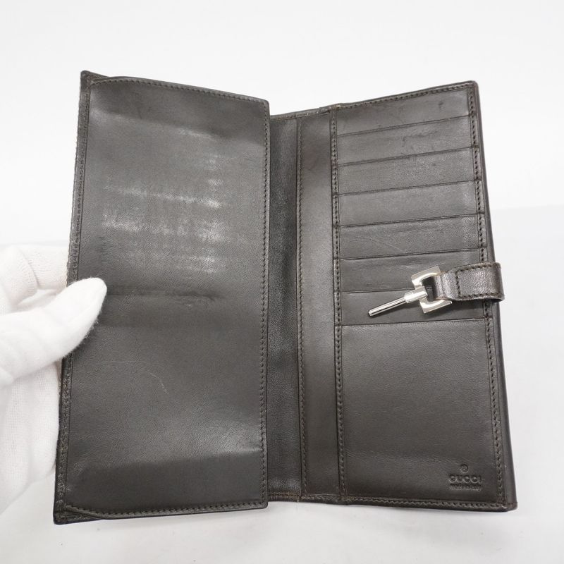 Gucci Long Wallet GG Canvas Sherry Line Jackie 05479 Canvas Brown Silver