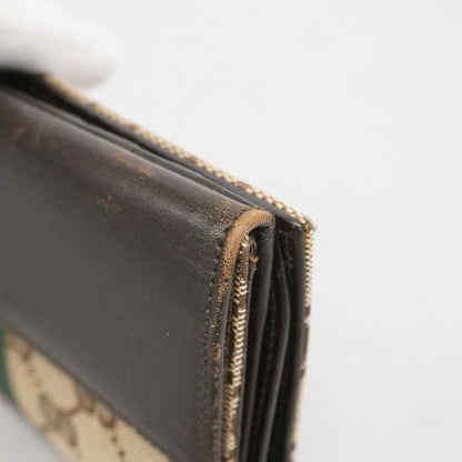 Gucci Long Wallet GG Canvas Sherry Line Jackie 05479 Canvas Brown Silver