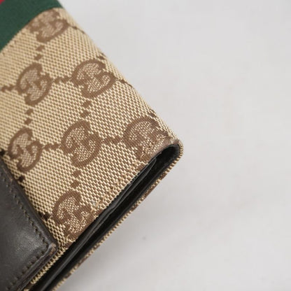 Gucci Long Wallet GG Canvas Sherry Line Jackie 05479 Canvas Brown Silver