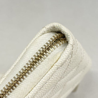 Chanel Coin Case Matelasse Caviar Skin White Chien Pan Gold Hardware Women's