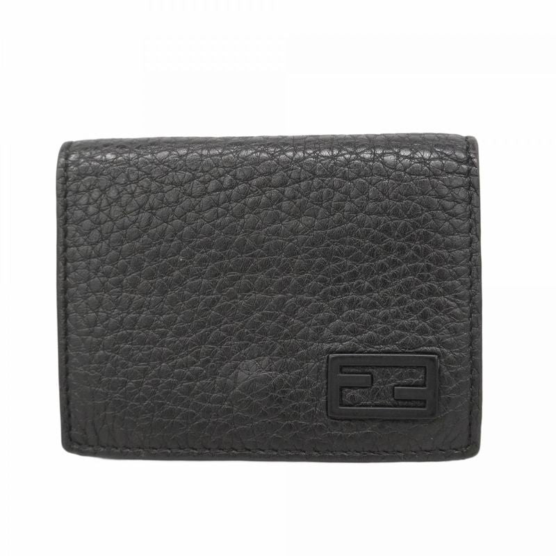 Fendi Trifold Wallet Leather Black Silver Hardware Men's