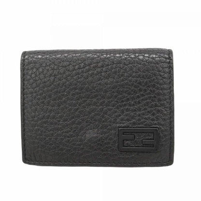 Fendi Trifold Wallet Leather Black Silver Hardware Men's