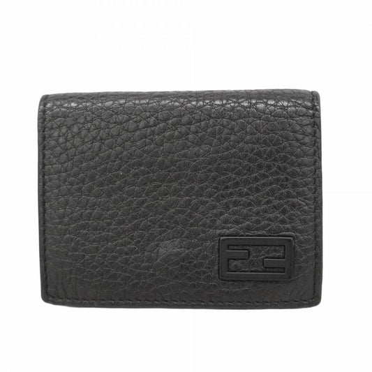 Fendi Trifold Wallet Leather Black Silver Hardware Men's