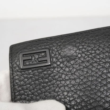 Fendi Trifold Wallet Leather Black Silver Hardware Men's