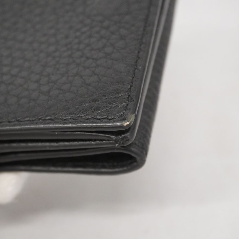 Fendi Trifold Wallet Leather Black Silver Hardware Men's