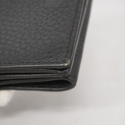 Fendi Trifold Wallet Leather Black Silver Hardware Men's