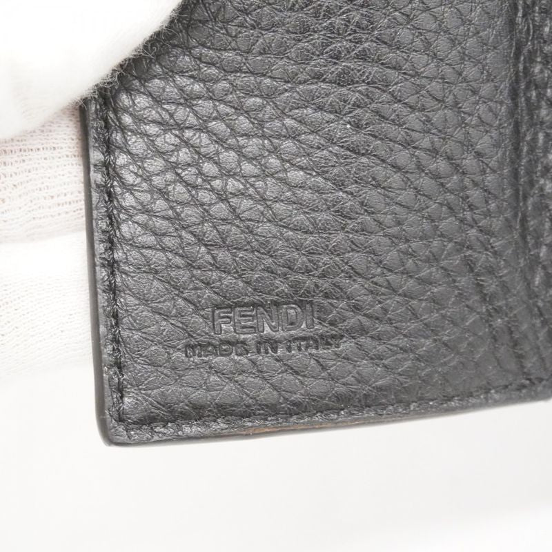 Fendi Trifold Wallet Leather Black Silver Hardware Men's