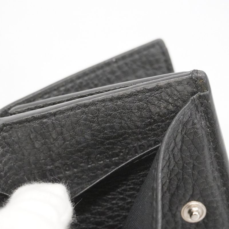 Fendi Trifold Wallet Leather Black Silver Hardware Men's