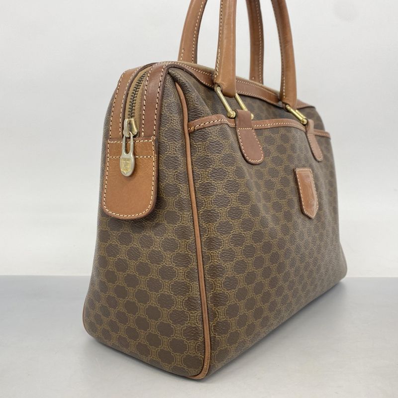 Celine Handbag Macadam PVC Brown Gold Hardware Women