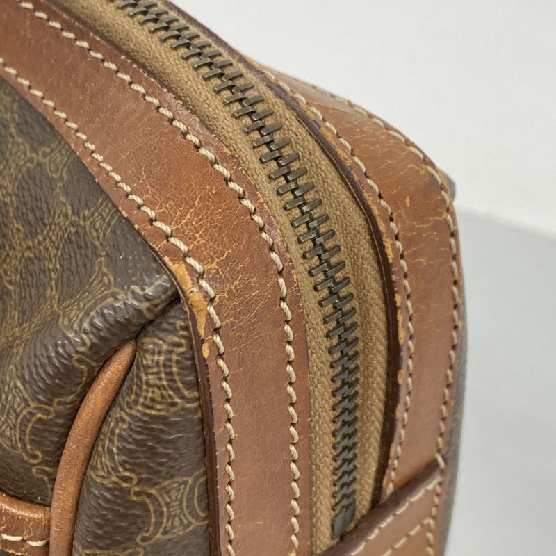 Celine Handbag Macadam PVC Brown Gold Hardware Women