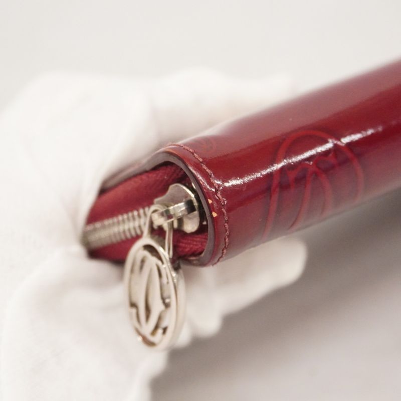 Cartier Long Wallet Happy Birthday Enamel Bordeaux Silver Hardware Women's