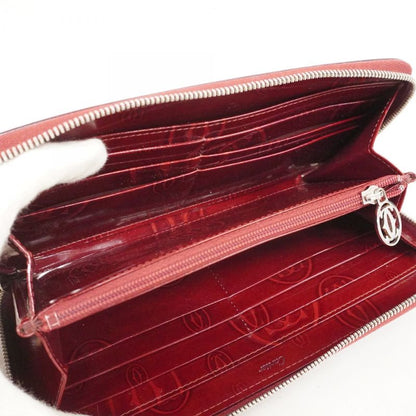 Cartier Long Wallet Happy Birthday Enamel Bordeaux Silver Hardware Women's