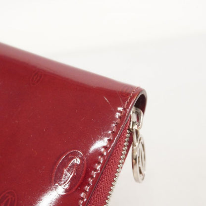 Cartier Long Wallet Happy Birthday Enamel Bordeaux Silver Hardware Women's