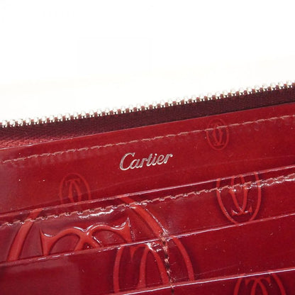 Cartier Long Wallet Happy Birthday Enamel Bordeaux Silver Hardware Women's
