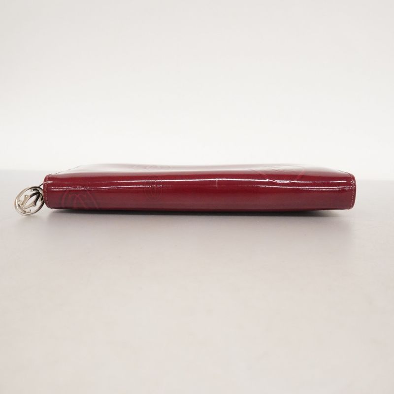 Cartier Long Wallet Happy Birthday Enamel Bordeaux Silver Hardware Women's