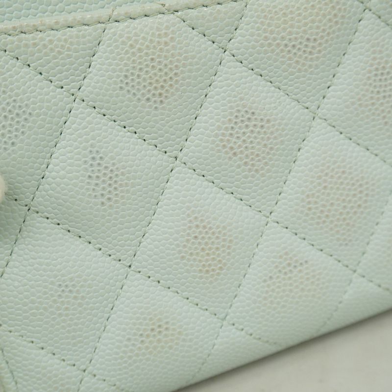 Chanel Long Wallet Matelasse Caviar Skin Light Blue Silver Hardware Women's