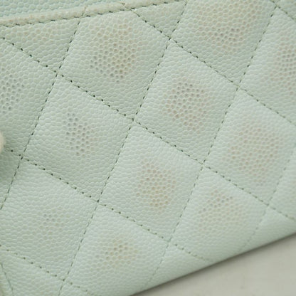 Chanel Long Wallet Matelasse Caviar Skin Light Blue Silver Hardware Women's