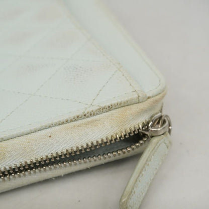 Chanel Long Wallet Matelasse Caviar Skin Light Blue Silver Hardware Women's