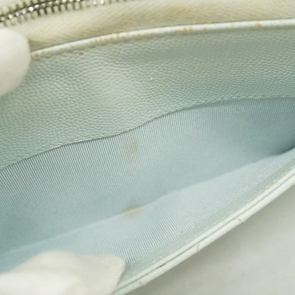 Chanel Long Wallet Matelasse Caviar Skin Light Blue Silver Hardware Women's