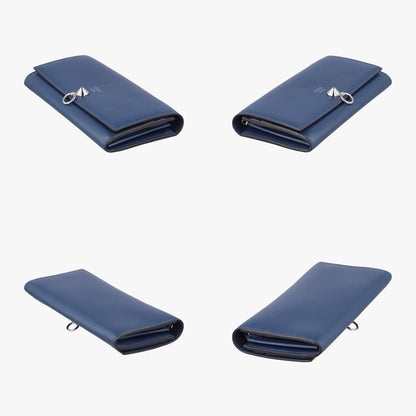 Fendi Monster Eyes Continental Blue Leather 8m0365-Sme-178-7032