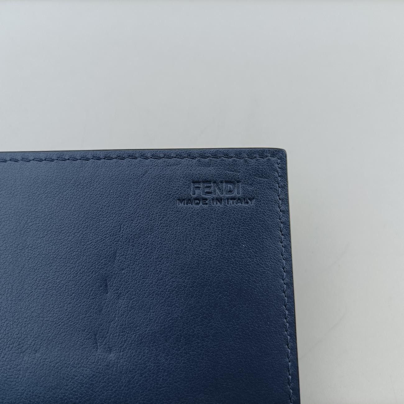 Fendi Monster Eyes Continental Blue Leather 8m0365-Sme-178-7032