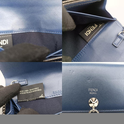 Fendi Monster Eyes Continental Blue Leather 8m0365-Sme-178-7032