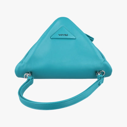 Prada Padded Nappa Triangle Green Leather 1ba315 7/D