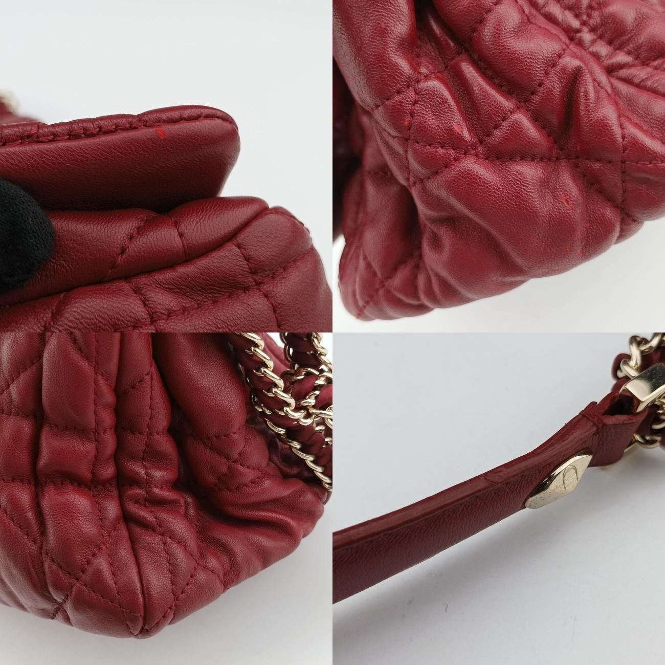 Christian Dior Cannage Faux Wine Red Lambskin 15-Bo-0170