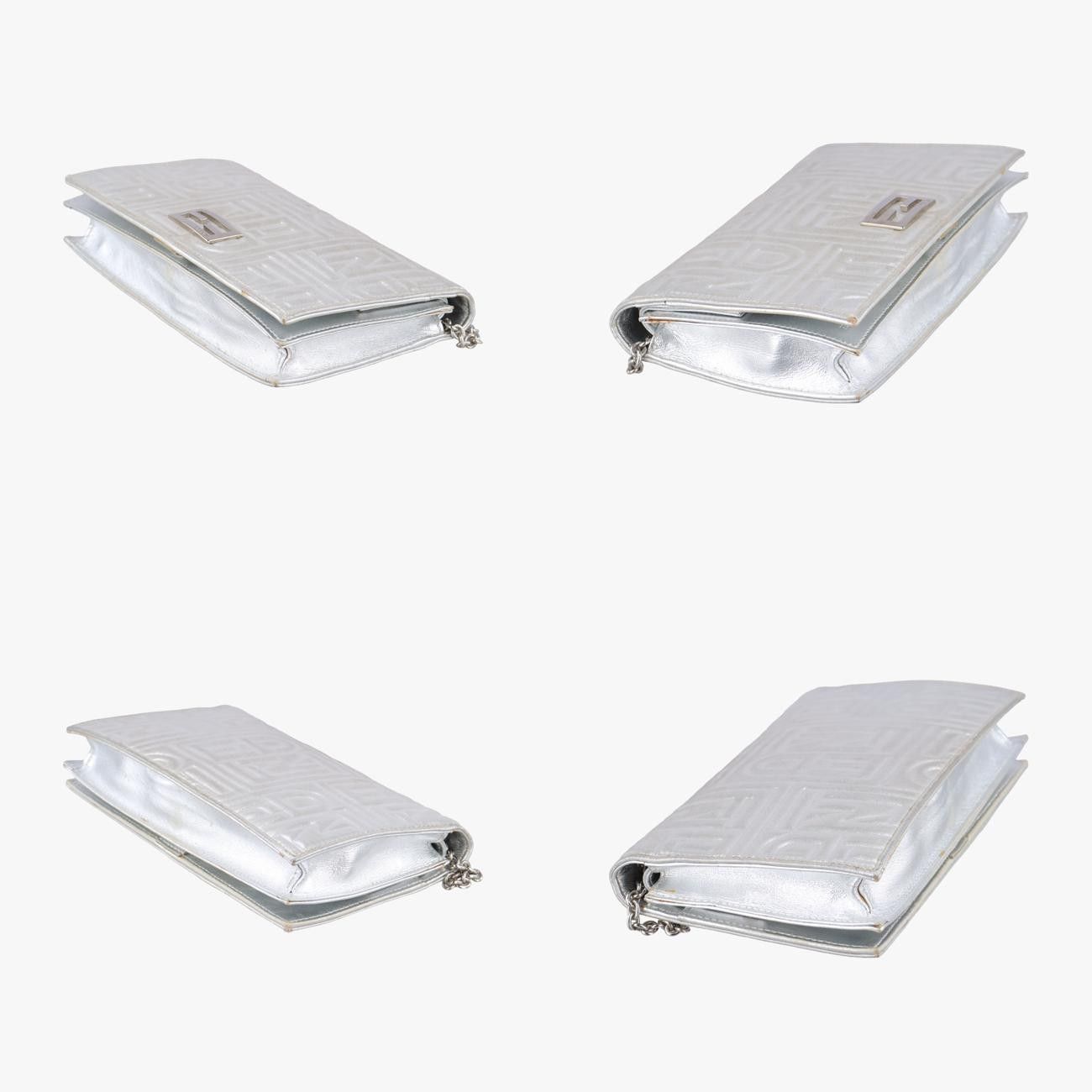 Fendi Embossed Logo Silver Canvas 8m0219 2289-8m0219-Zdk-089