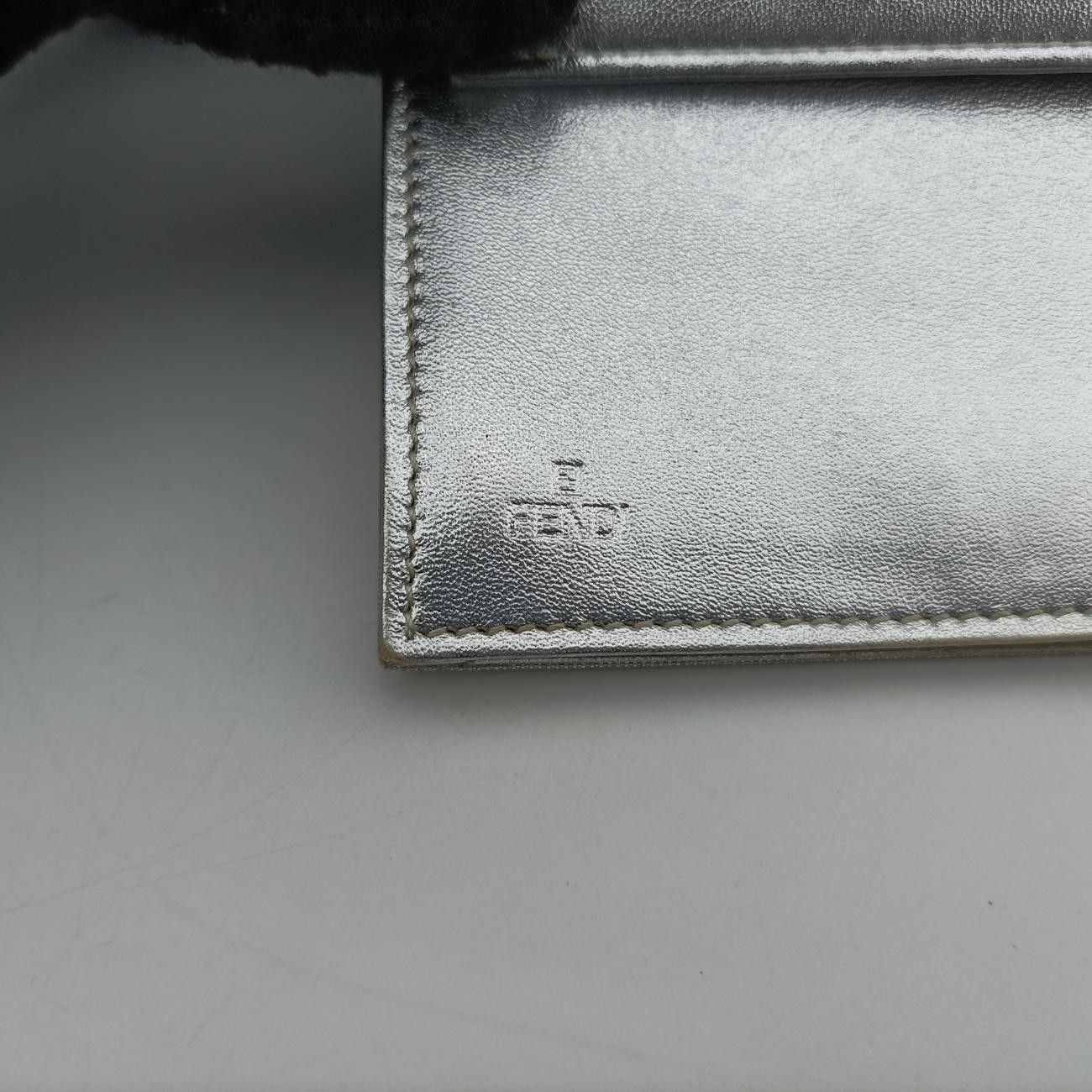 Fendi Embossed Logo Silver Canvas 8m0219 2289-8m0219-Zdk-089