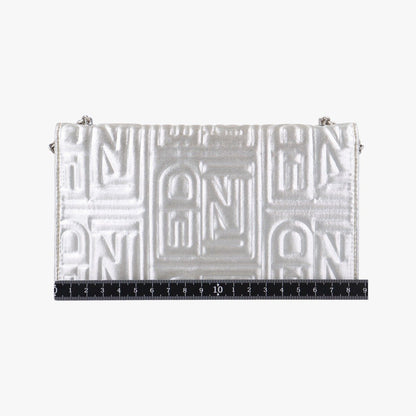 Fendi Embossed Logo Silver Canvas 8m0219 2289-8m0219-Zdk-089