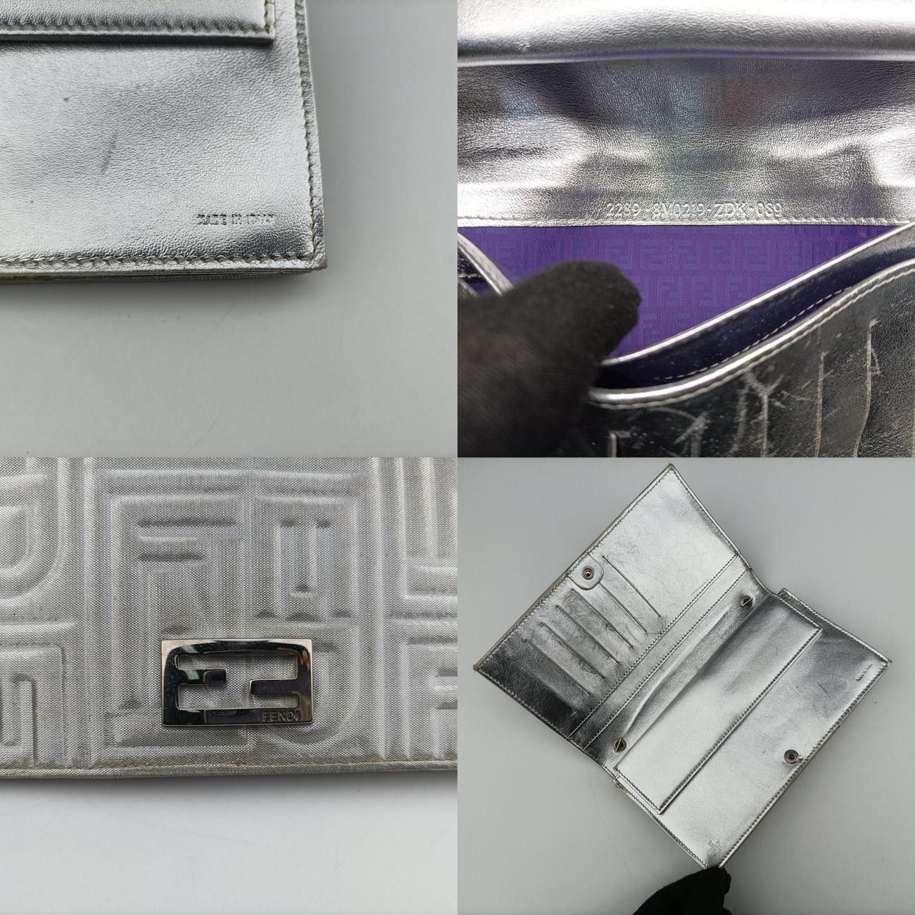 Fendi Embossed Logo Silver Canvas 8m0219 2289-8m0219-Zdk-089