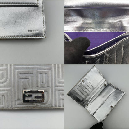 Fendi Embossed Logo Silver Canvas 8m0219 2289-8m0219-Zdk-089