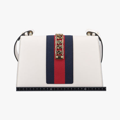 Gucci Sylvie Ivory X Navy X Red Leather 421882