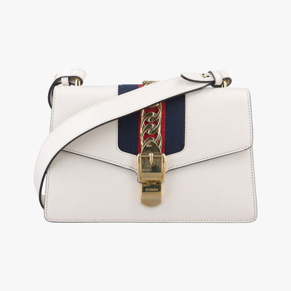 Gucci Sylvie Ivory X Navy X Red Leather 421882