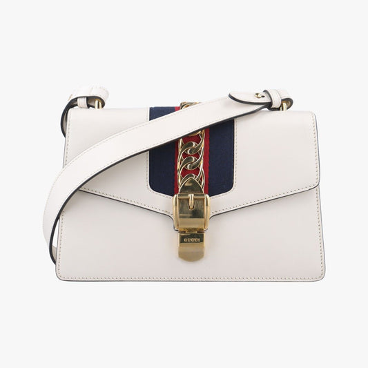 Gucci Sylvie Ivory X Navy X Red Leather 421882
