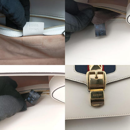 Gucci Sylvie Ivory X Navy X Red Leather 421882