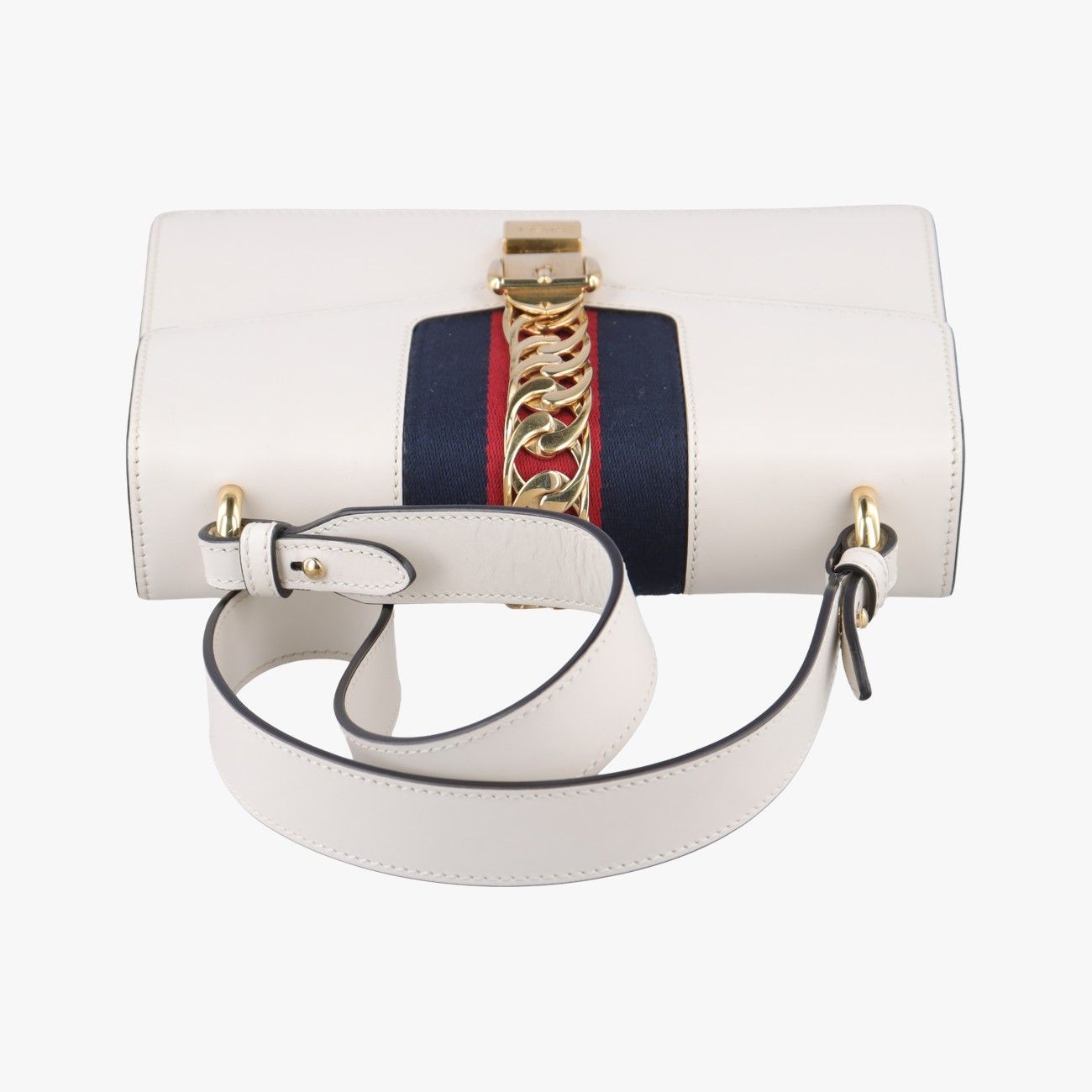 Gucci Sylvie Ivory X Navy X Red Leather 421882
