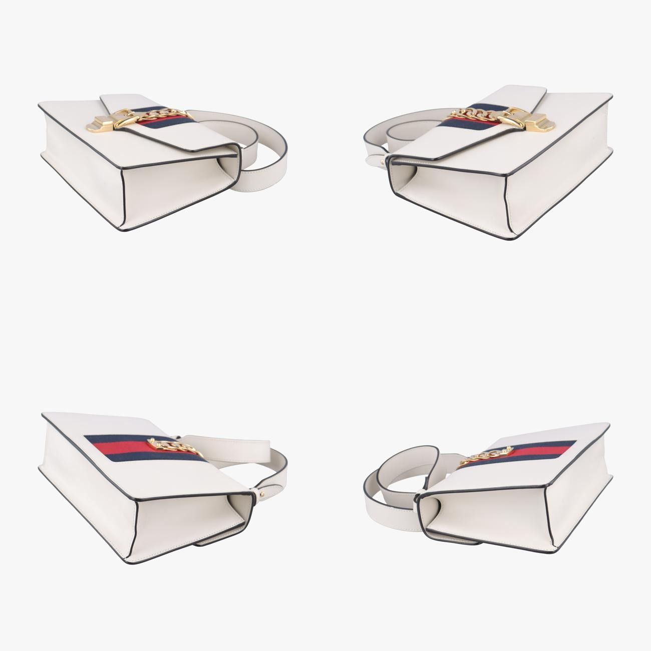 Gucci Sylvie Ivory X Navy X Red Leather 421882