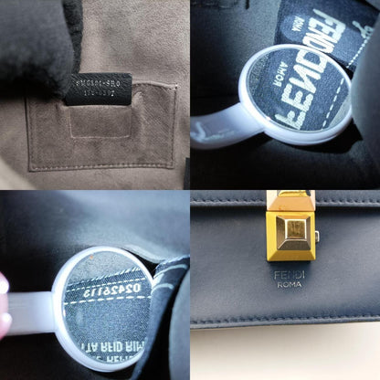 Fendi Studs Canai Navy Leather 8m0381-Sr0 178-0397